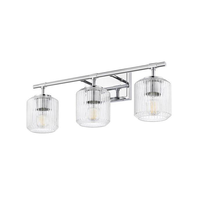 Z-Lite Landon 3 Light Vanity, Chrome/Clear Ribbed