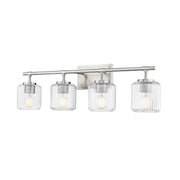 Z-Lite Landon 4 Light Vanity, Brushed Nickel/Clear Ribbed - 7515-4V-BN