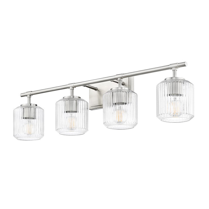 Z-Lite Landon 4 Light Vanity, Brushed Nickel/Clear Ribbed