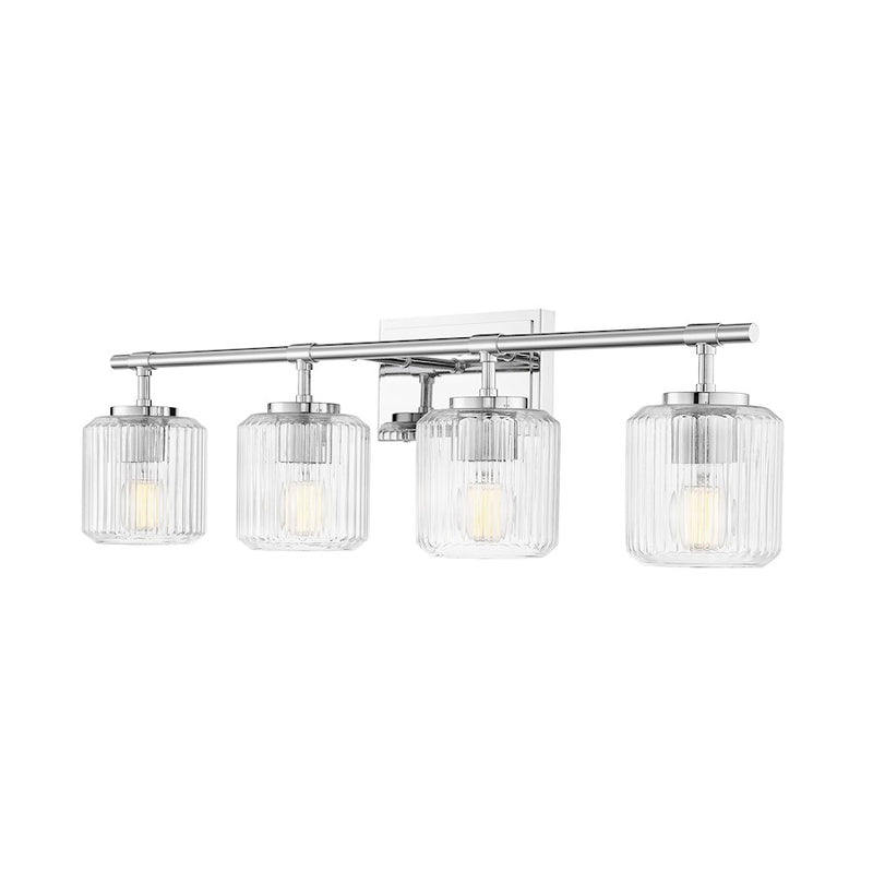 Z-Lite Landon 4 Light Vanity, Chrome/Clear Ribbed - 7515-4V-CH
