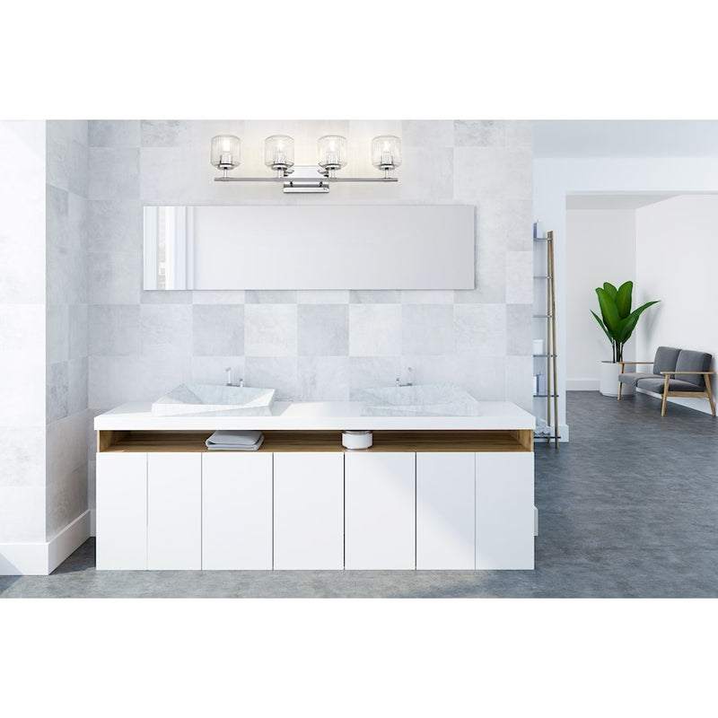 Z-Lite Landon 4 Light Vanity, Chrome/Clear Ribbed