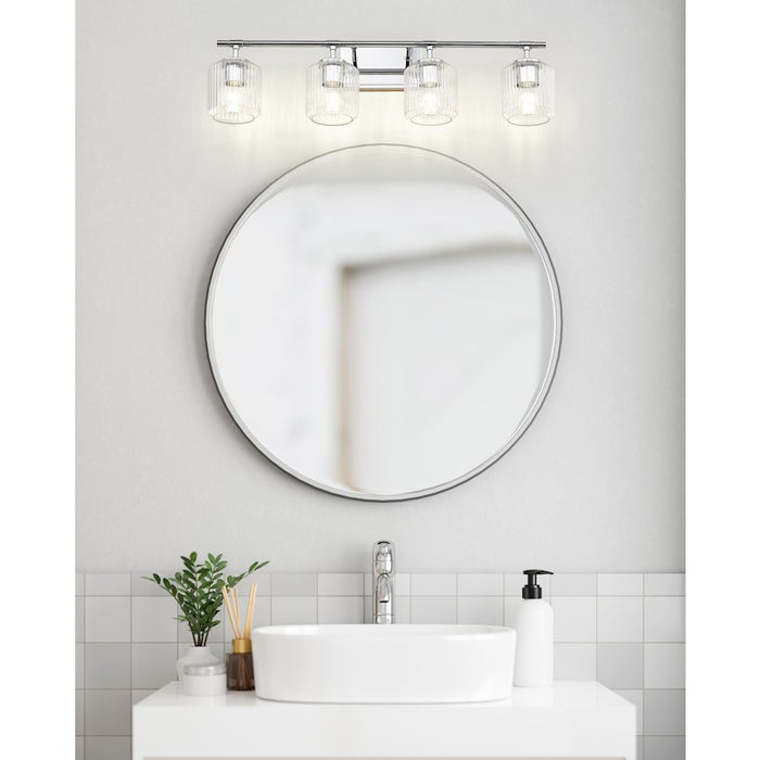 Z-Lite Landon 4 Light Vanity, Chrome/Clear Ribbed