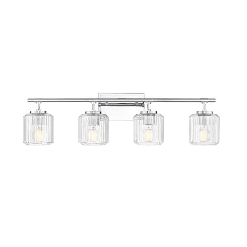 Z-Lite Landon 4 Light Vanity, Chrome/Clear Ribbed