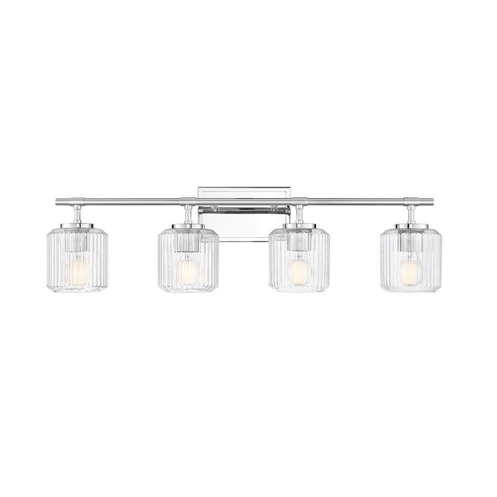 Z-Lite Landon 4 Light Vanity, Chrome/Clear Ribbed