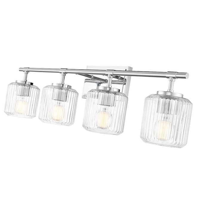 Z-Lite Landon 4 Light Vanity, Chrome/Clear Ribbed