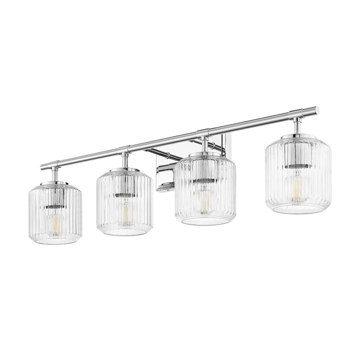 Z-Lite Landon 4 Light Vanity, Chrome/Clear Ribbed