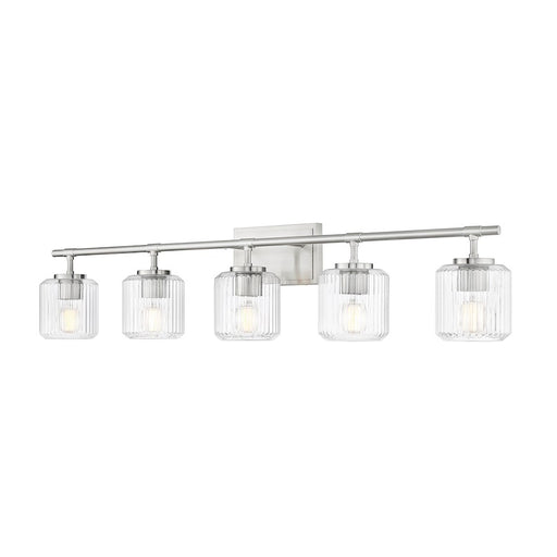 Z-Lite Landon 5 Light Vanity, Brushed Nickel/Clear Ribbed - 7515-5V-BN