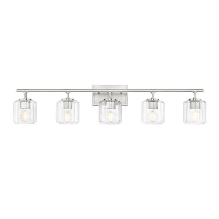 Z-Lite Landon 5 Light Vanity, Brushed Nickel/Clear Ribbed
