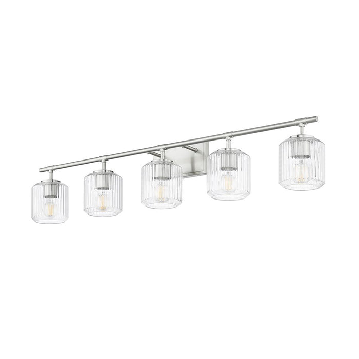 Z-Lite Landon 5 Light Vanity, Brushed Nickel/Clear Ribbed