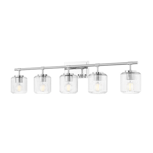 Z-Lite Landon 5 Light Vanity, Chrome/Clear Ribbed - 7515-5V-CH