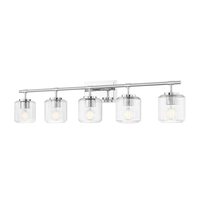 Z-Lite Landon 5 Light Vanity, Chrome/Clear Ribbed - 7515-5V-CH
