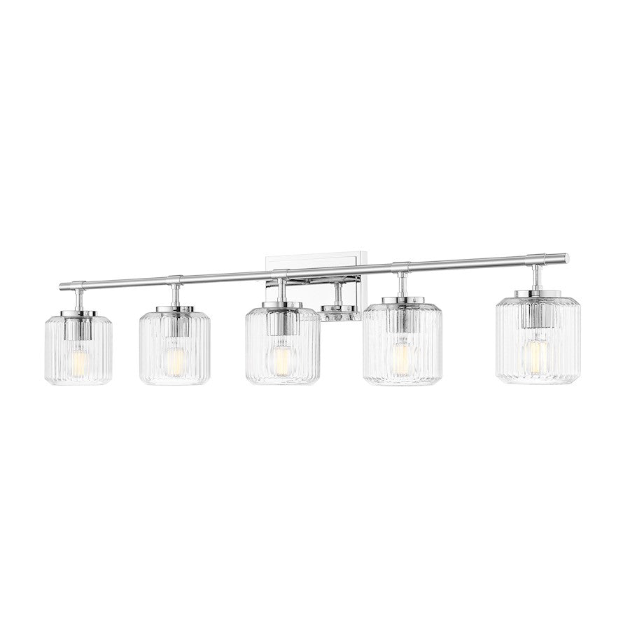 Z-Lite Landon 5 Light Vanity, Chrome/Clear Ribbed - 7515-5V-CH