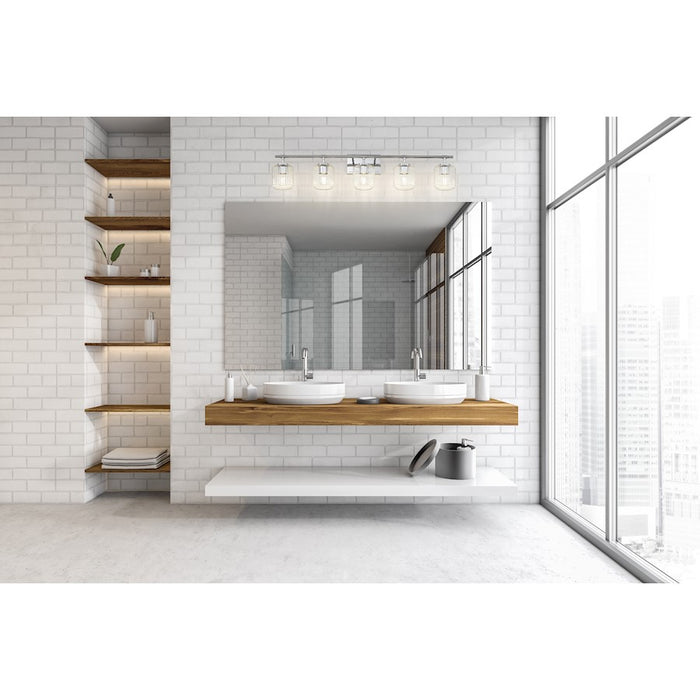 Z-Lite Landon 5 Light Vanity, Chrome/Clear Ribbed