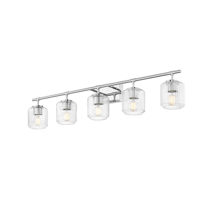 Z-Lite Landon 5 Light Vanity, Chrome/Clear Ribbed