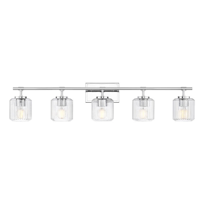 Z-Lite Landon 5 Light Vanity, Chrome/Clear Ribbed