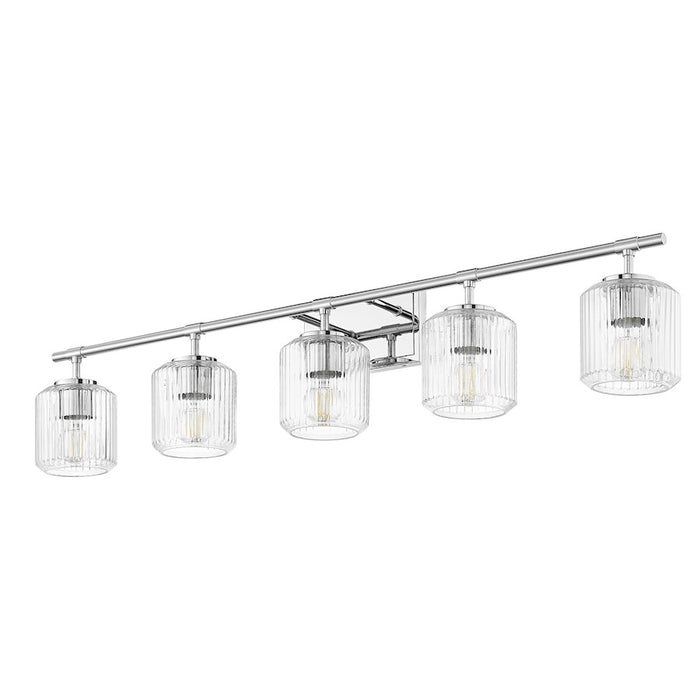 Z-Lite Landon 5 Light Vanity, Chrome/Clear Ribbed
