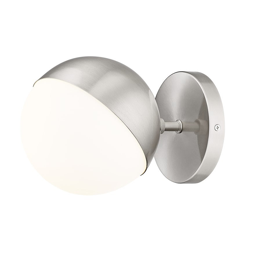 Z-Lite Realm Sphere 1Lt 8.5" Wall Sconce, Brushed Nickel/Matte Opal - 7517-1S-BN