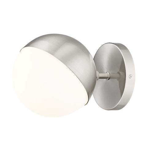 Z-Lite Realm Sphere 1 Light 8.5" Wall Sconce, Brushed Nickel/Matte Opal - 7517-1S-BN