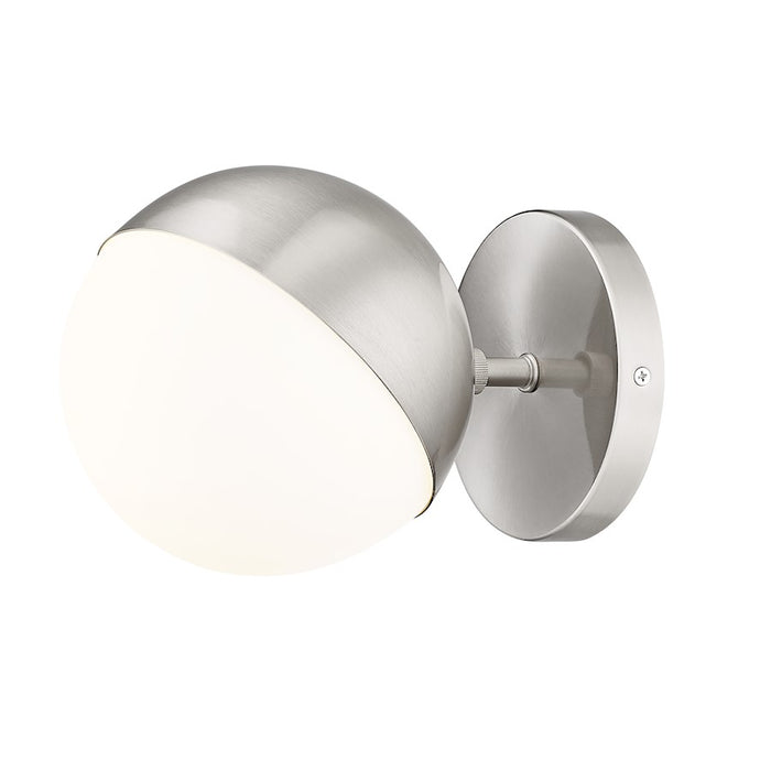 Z-Lite Realm Sphere 1 Light 8.5" Wall Sconce, Brushed Nickel/Matte Opal - 7517-1S-BN