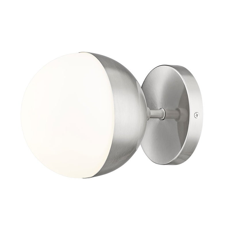 Z-Lite Realm Sphere 1 Light 8.5" Wall Sconce, Brushed Nickel/Matte Opal