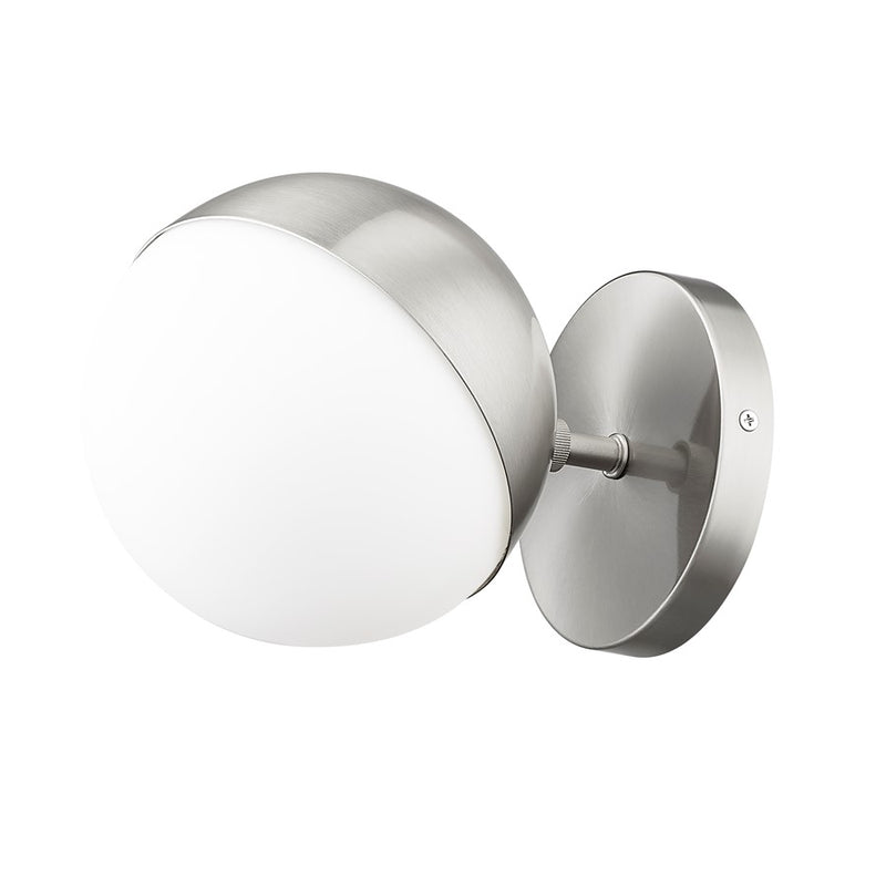 Z-Lite Realm Sphere 1Lt 8.5" Wall Sconce, Brushed Nickel/Matte Opal
