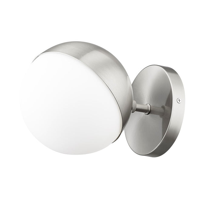 Z-Lite Realm Sphere 1 Light 8.5" Wall Sconce, Brushed Nickel/Matte Opal