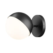 Z-Lite Realm Sphere 1 Light 8.5" Wall Sconce, Matte Black/Matte Opal - 7517-1S-MB