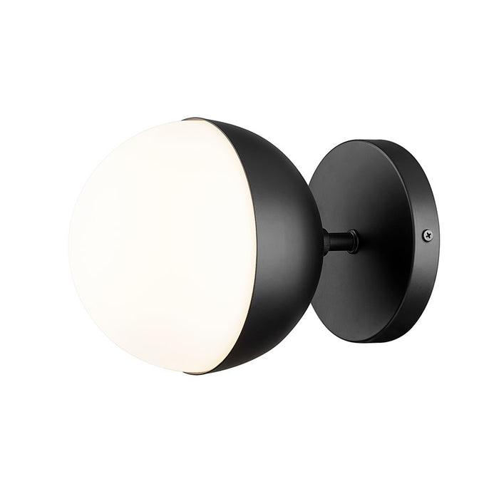 Z-Lite Realm Sphere 1Lt 8.5" Wall Sconce, Matte Black/Matte Opal