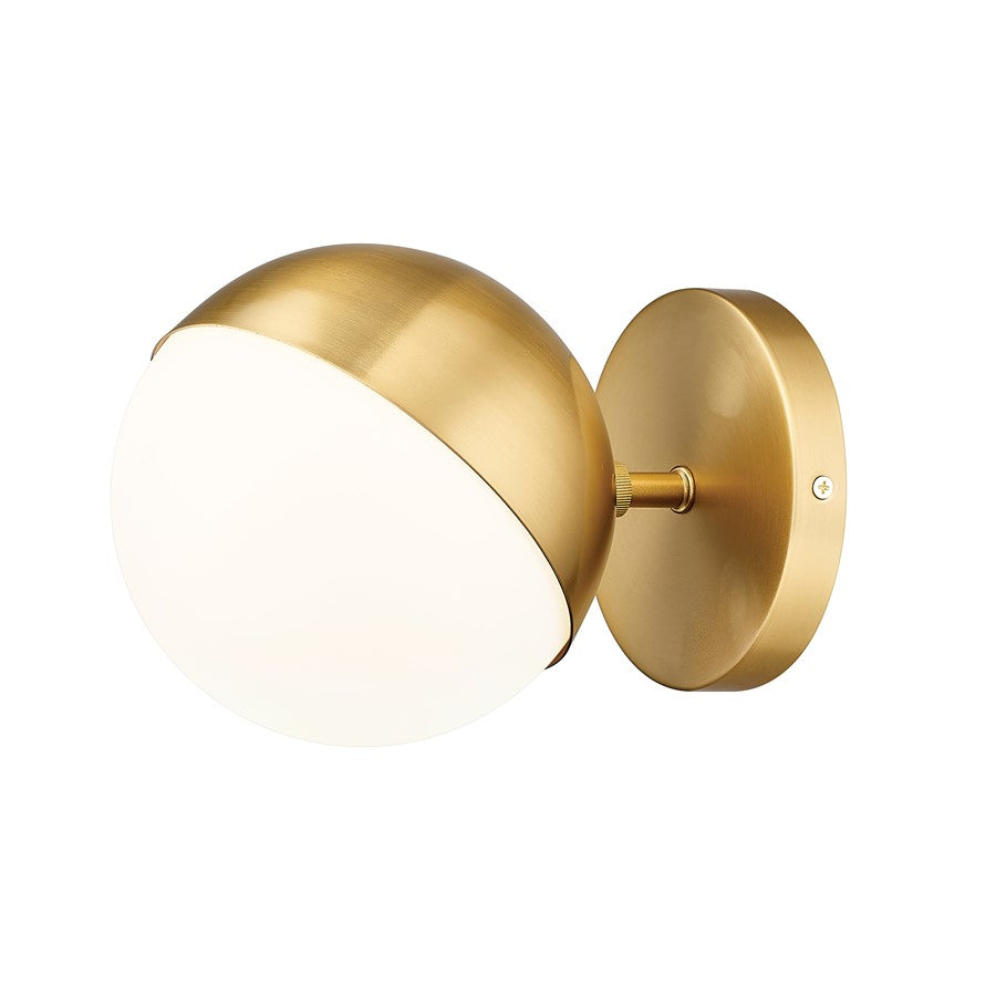 Z-Lite Realm Sphere 1Lt 8.5" Wall Sconce, Modern Gold/Matte Opal - 7517-1S-MGLD
