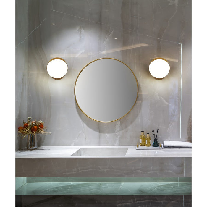 Z-Lite Realm Sphere 1 Light 8.5" Wall Sconce, Modern Gold/Matte Opal