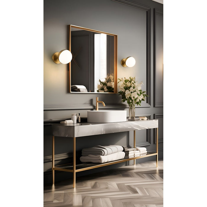 Z-Lite Realm Sphere 1 Light 8.5" Wall Sconce, Modern Gold/Matte Opal