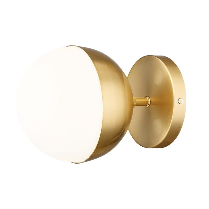 Z-Lite Realm Sphere 1 Light 8.5" Wall Sconce, Modern Gold/Matte Opal