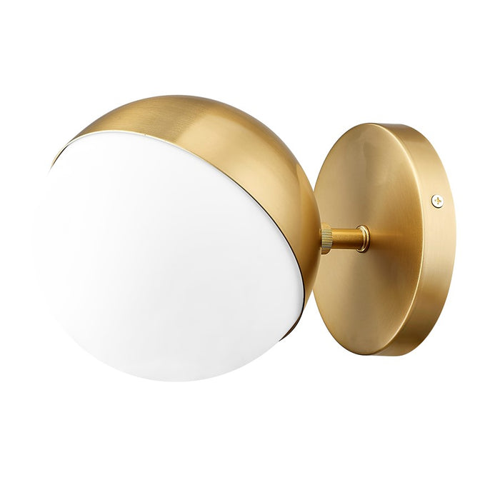 Z-Lite Realm Sphere 1 Light 8.5" Wall Sconce, Modern Gold/Matte Opal