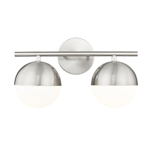 Z-Lite Realm Sphere 2 Light 7.5" Vanity, Brushed Nickel/Matte Opal - 7517-2V-BN