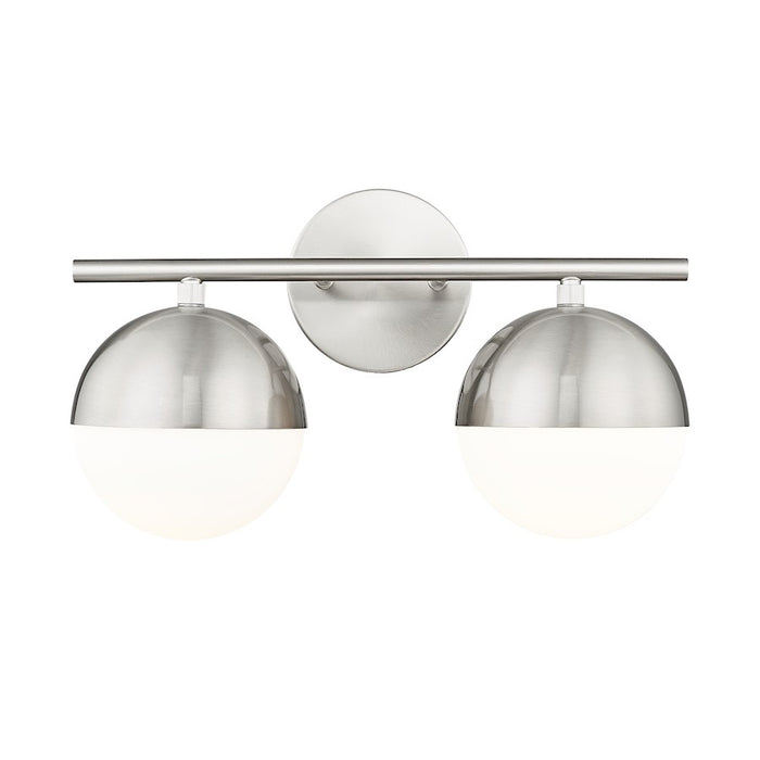 Z-Lite Realm Sphere 2 Light 7.5" Vanity, Brushed Nickel/Matte Opal - 7517-2V-BN
