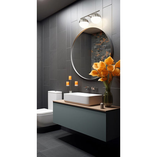 Z-Lite Realm Sphere 2 Light 7.5" Vanity, Brushed Nickel/Matte Opal
