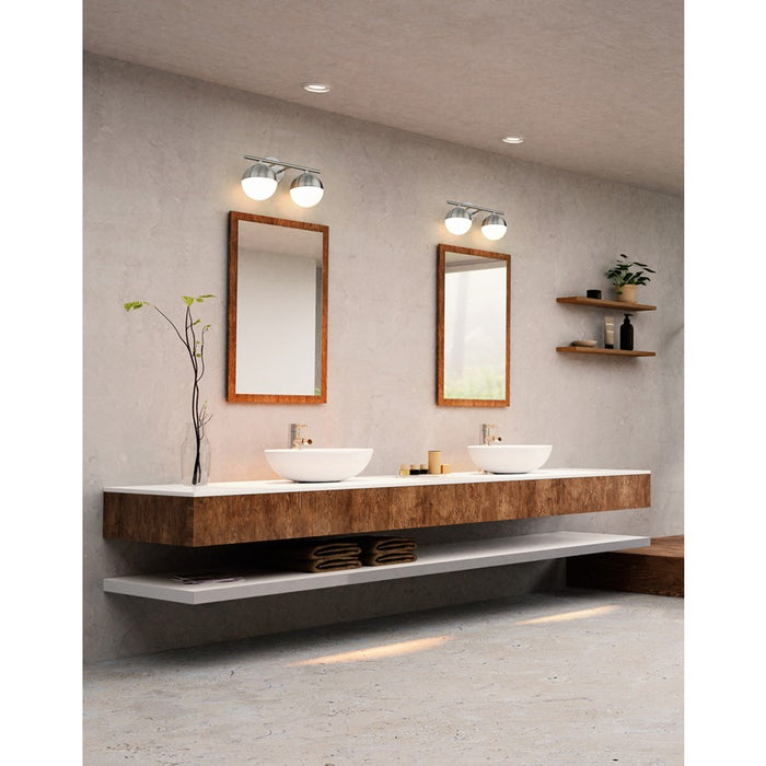Z-Lite Realm Sphere 2 Light 7.5" Vanity, Brushed Nickel/Matte Opal
