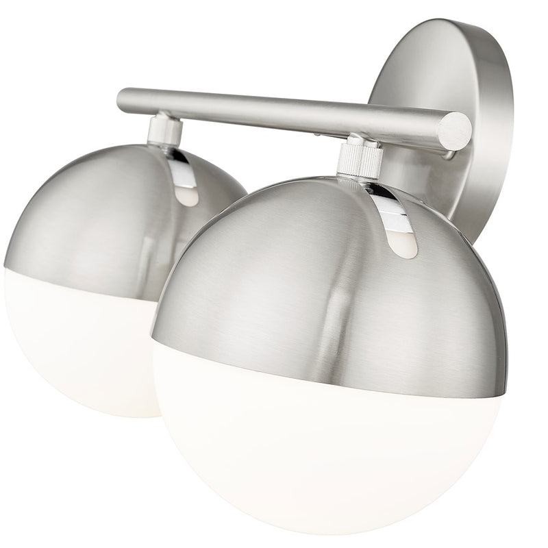 Z-Lite Realm Sphere 2 Light 7.5" Vanity, Brushed Nickel/Matte Opal