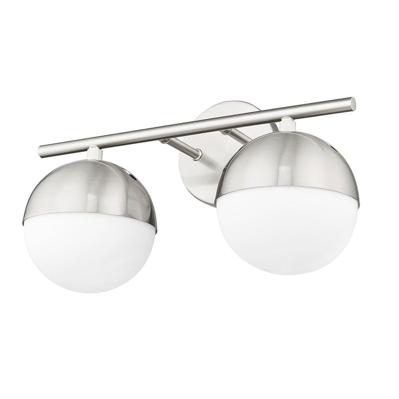 Z-Lite Realm Sphere 2 Light 7.5" Vanity, Brushed Nickel/Matte Opal