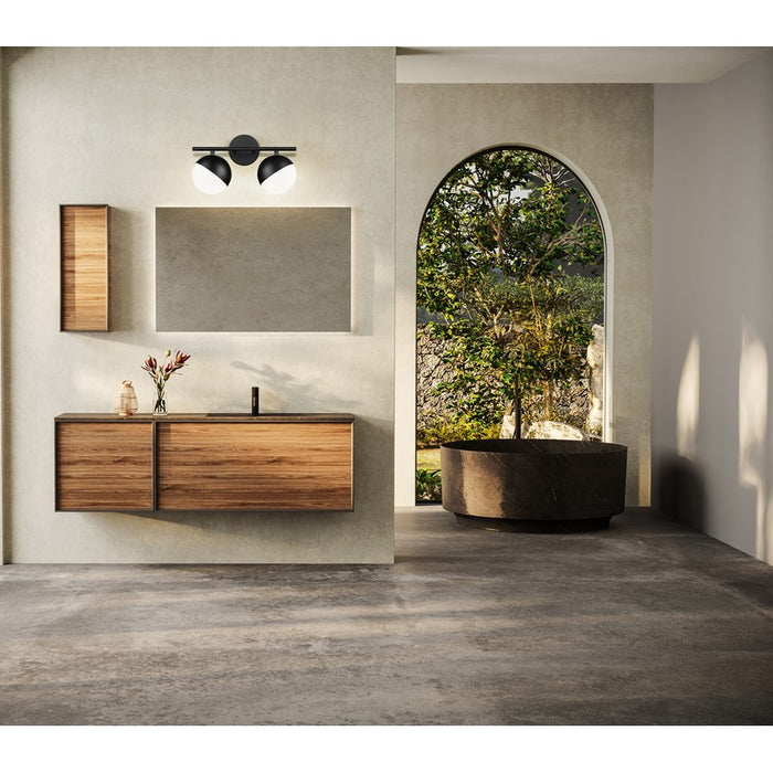 Z-Lite Realm Sphere 2 Light 7.5" Vanity, Matte Black/Matte Opal