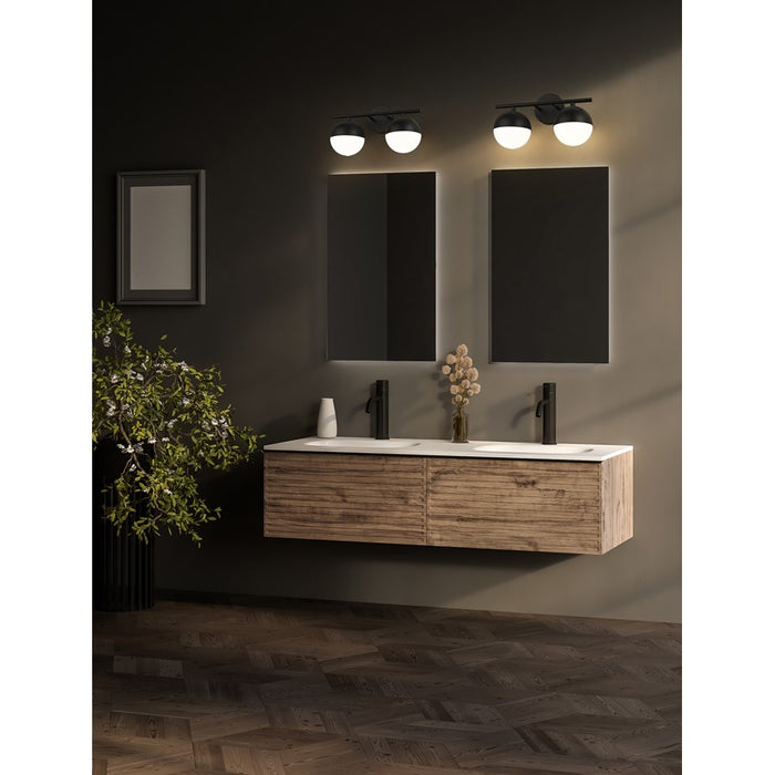 Z-Lite Realm Sphere 2 Light 7.5" Vanity, Matte Black/Matte Opal