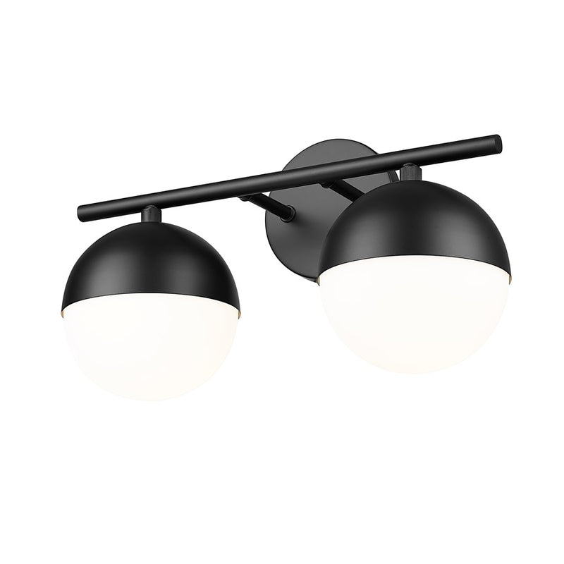 Z-Lite Realm Sphere 2 Light 7.5" Vanity, Matte Black/Matte Opal