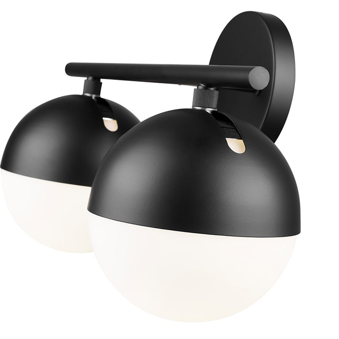 Z-Lite Realm Sphere 2 Light 7.5" Vanity, Matte Black/Matte Opal