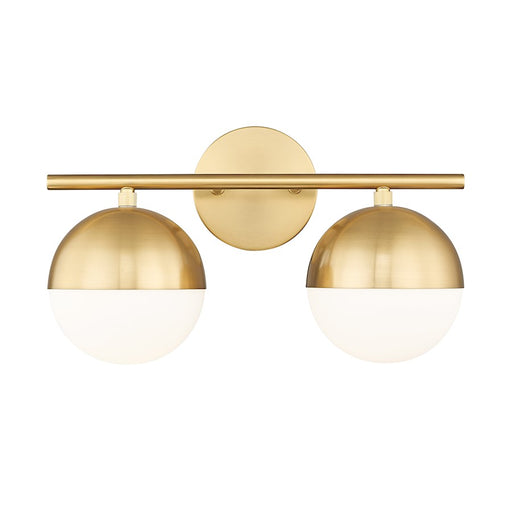 Z-Lite Realm Sphere 2 Light 7.5" Vanity, Modern Gold/Matte Opal - 7517-2V-MGLD