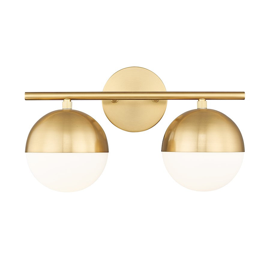 Z-Lite Realm Sphere 2 Light 7.5" Vanity, Modern Gold/Matte Opal - 7517-2V-MGLD