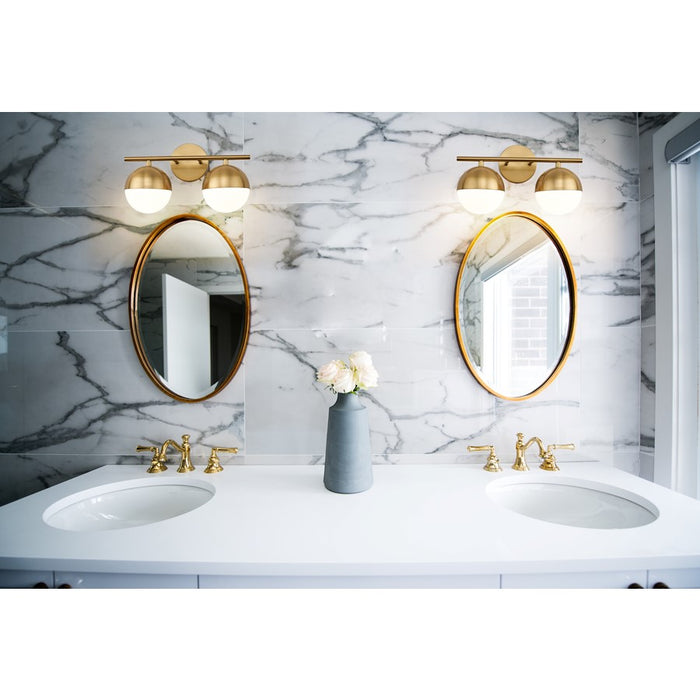 Z-Lite Realm Sphere 2 Light 7.5" Vanity, Modern Gold/Matte Opal