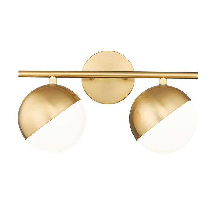 Z-Lite Realm Sphere 2 Light 7.5" Vanity, Modern Gold/Matte Opal