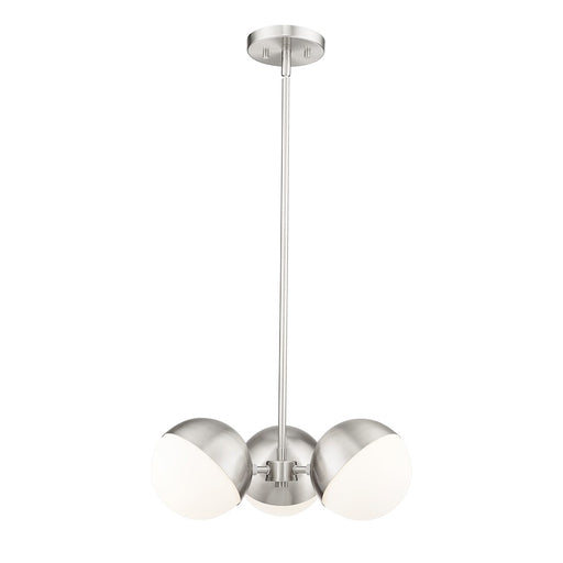 Z-Lite Realm Sphere 3 Light 17.25" Chandelier, Brushed Nickel/Matte Opal - 7517-3BN