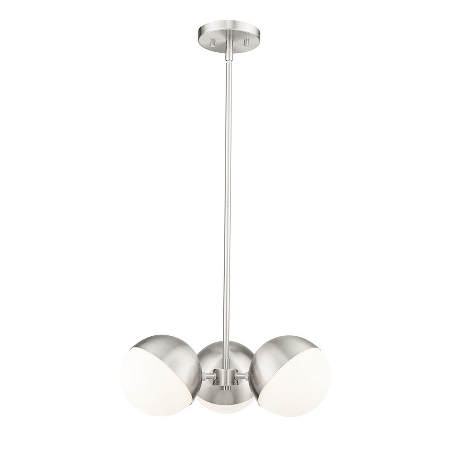 Z-Lite Realm Sphere 3 Light 17.25" Chandelier, Brushed Nickel/Matte Opal - 7517-3BN
