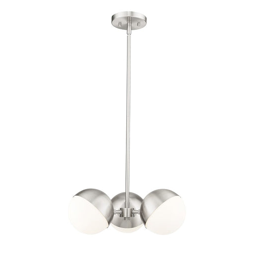 Z-Lite Realm Sphere 3Lt 17.25" Chandelier, Brushed Nickel/Matte Opal - 7517-3BN